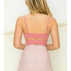 Leaf In Creek WOMEN RUCHED FRONT CUT OUT WAIST CAMI