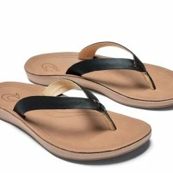 Olukai Women's NONOHE - W Black/Golden Sand Sandals & Flips