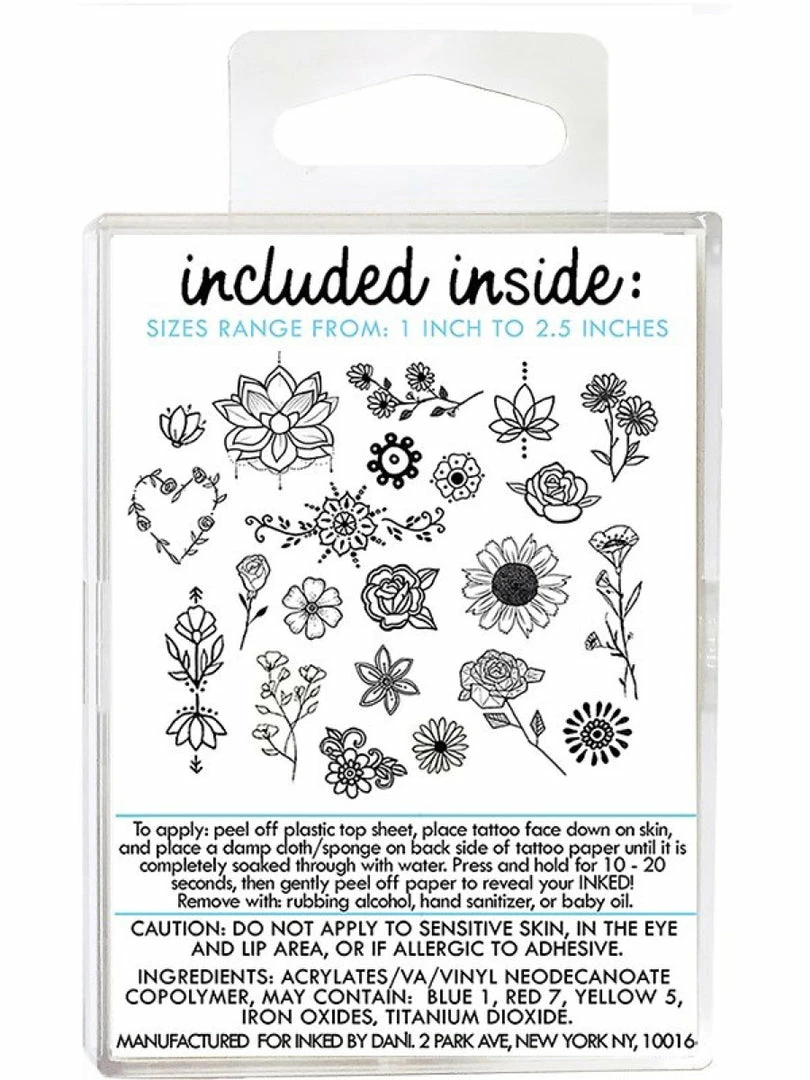 Bath & Body Inked By Dani Temporary Tattoo Pack Flower Child 1 Bath & Body Inked By Dani Temporary Tattoo Pack Flower Child