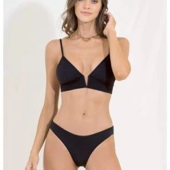 Maaji Black Tulip Parade Long Line Triangle Bikini Top WOMEN