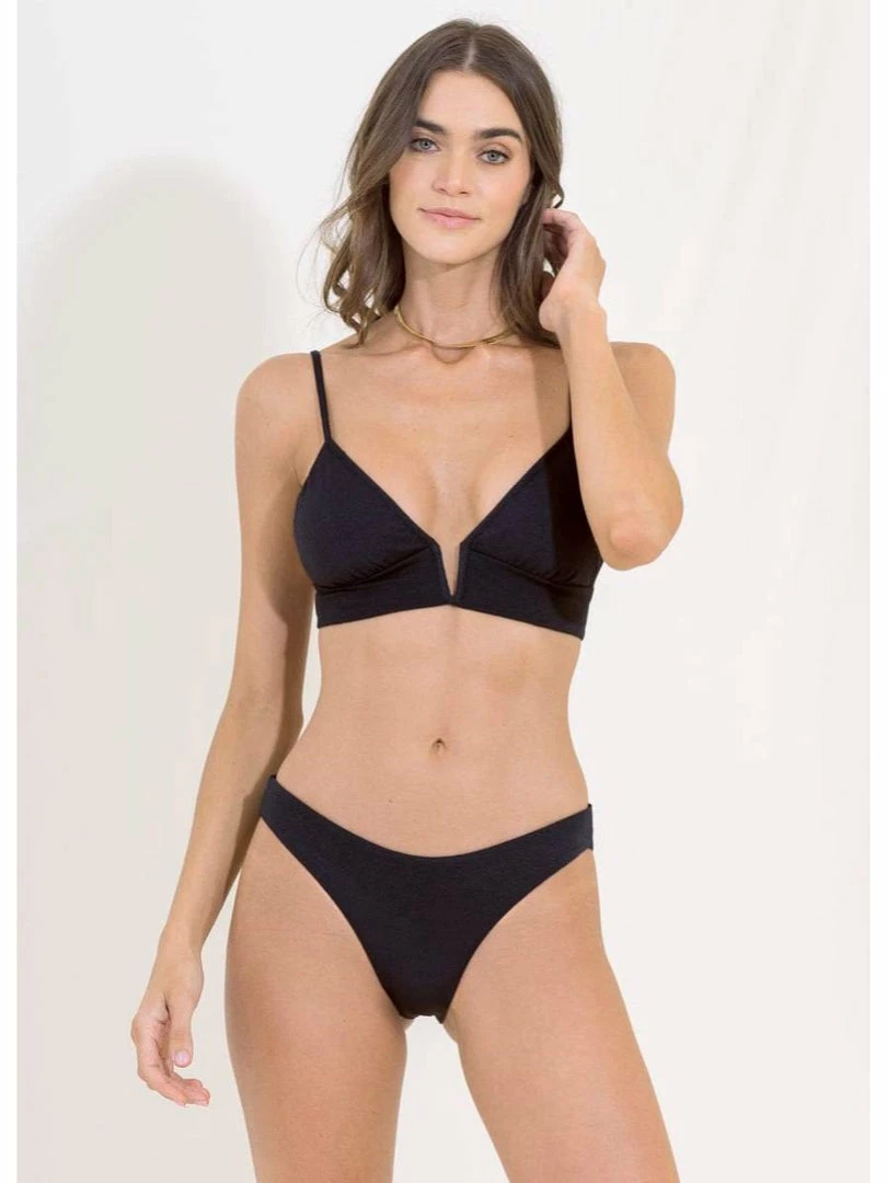 Maaji Black Tulip Parade Long Line Triangle Bikini Top WOMEN 1 Maaji Black Tulip Parade Long Line Triangle Bikini Top WOMEN