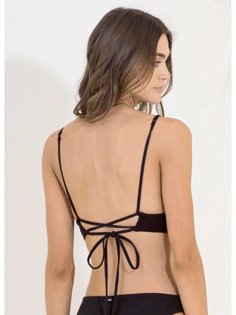 Maaji Black Tulip Parade Long Line Triangle Bikini Top WOMEN 3 Maaji Black Tulip Parade Long Line Triangle Bikini Top WOMEN