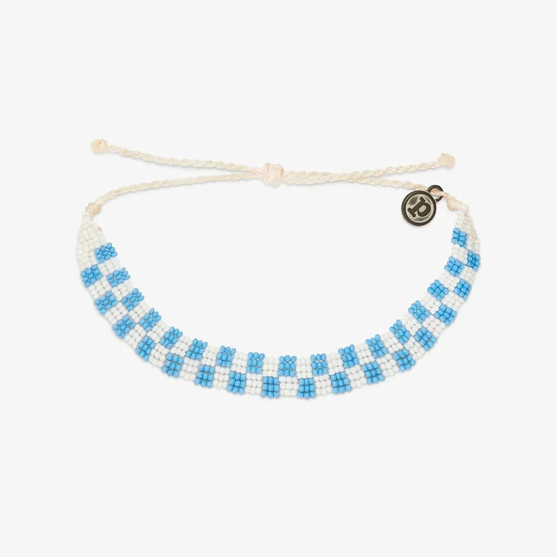 Pura Vida Woven Seed Bead Checkered Blue White Bracelets 1 Pura Vida Woven Seed Bead Checkered Blue White Bracelets