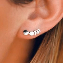 Pura Vida Moon Phases Ear Climber Silver Earrings