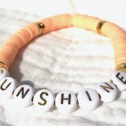 Silver Girl Word Heishi Stretch Bracelet