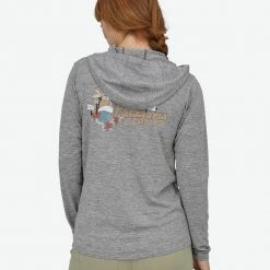 Patagonia Women's Capilene® Cool Daily Graphic Hoody -Palm Protest: Feather Grey