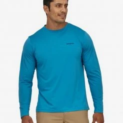 Patagonia Men's LS Capilene Cool Daily Fish Graphic Shirt -Wild Waterline: Anacapa Blue