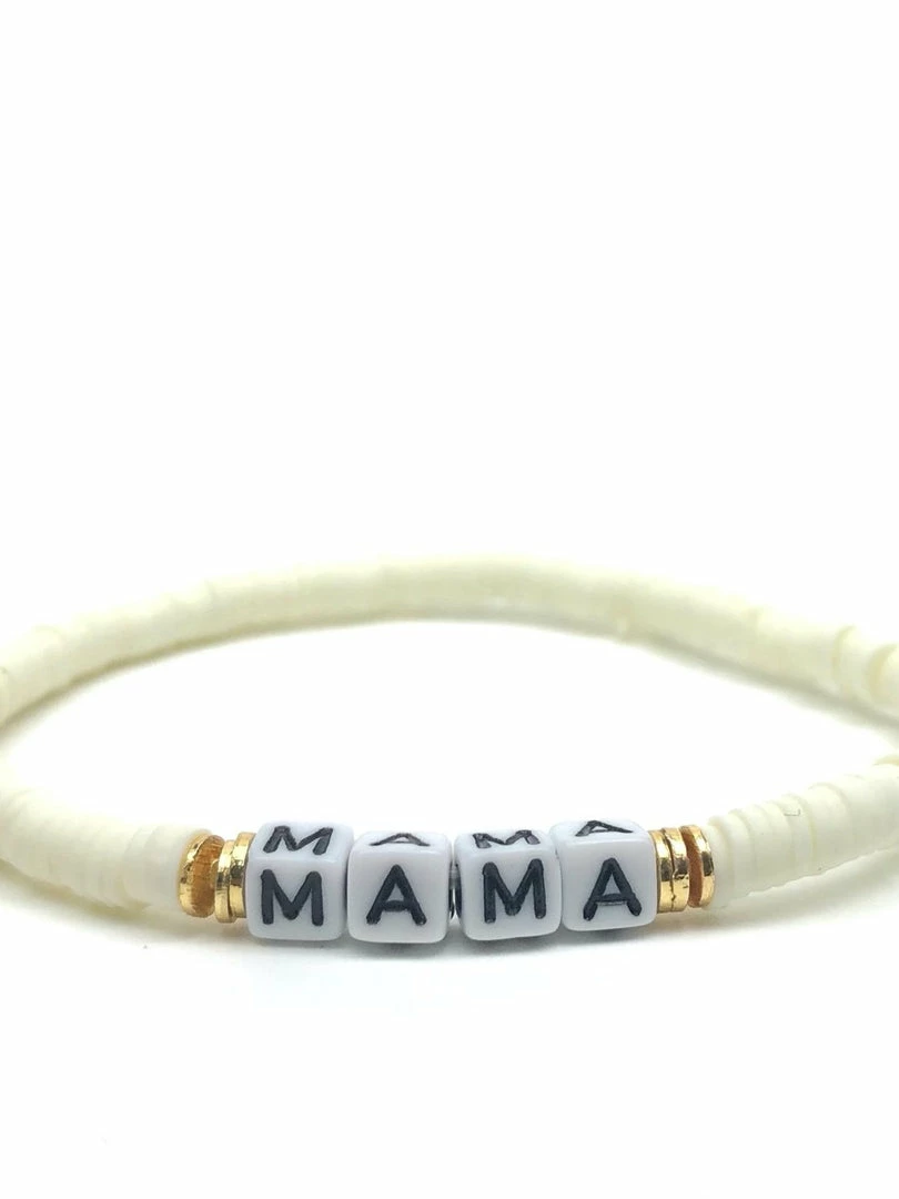 Silver Girl Mini Word Heishi Stretch Bracelet Bracelets 2 Silver Girl Mini Word Heishi Stretch Bracelet Bracelets