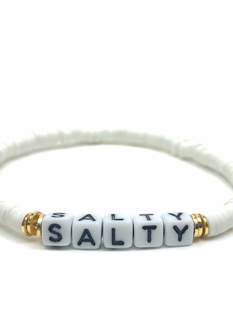 Silver Girl Mini Word Heishi Stretch Bracelet Bracelets 3 Silver Girl Mini Word Heishi Stretch Bracelet Bracelets