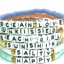 Silver Girl Mini Word Heishi Stretch Bracelet Bracelets