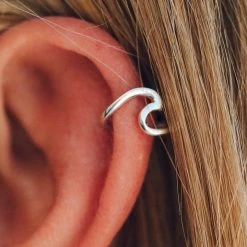 Pura Vida Ear Cuff Silver Wave Earrings