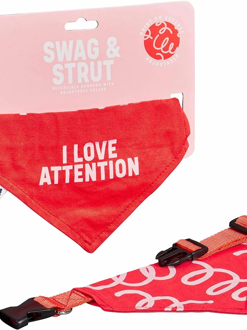 Wild & Wolf Wild & Woofy 100% Cotton Machine Washable Reversible Dog Bandana, I Love Attention Pets 1 Wild & Wolf Wild & Woofy 100% Cotton Machine Washable Reversible Dog Bandana, I Love Attention Pets