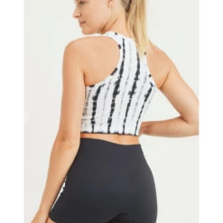 Mono B Ribbed Tie-Dye Active Cropped Top AT2997 WOMEN