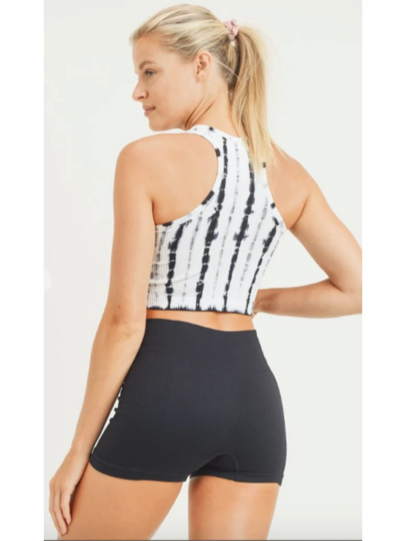 Mono B Ribbed Tie-Dye Active Cropped Top AT2997 WOMEN 2 Mono B Ribbed Tie-Dye Active Cropped Top AT2997 WOMEN