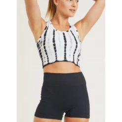 Mono B Ribbed Tie-Dye Active Cropped Top AT2997 WOMEN