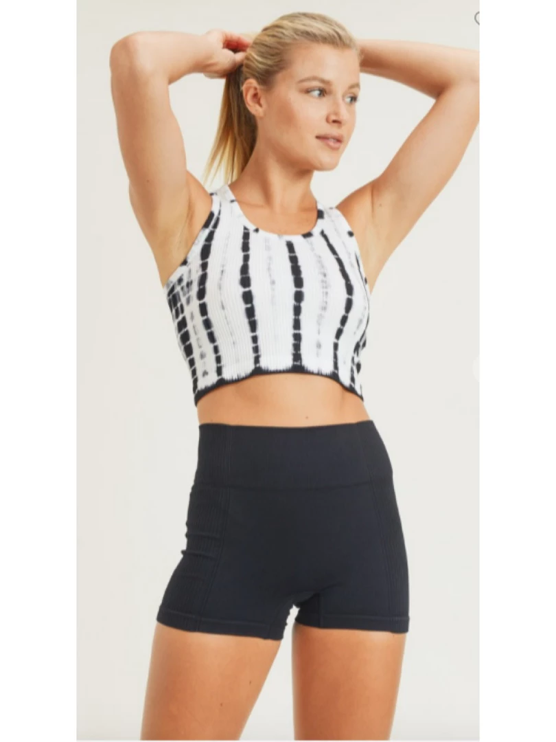 Mono B Ribbed Tie-Dye Active Cropped Top AT2997 WOMEN 1 Mono B Ribbed Tie-Dye Active Cropped Top AT2997 WOMEN