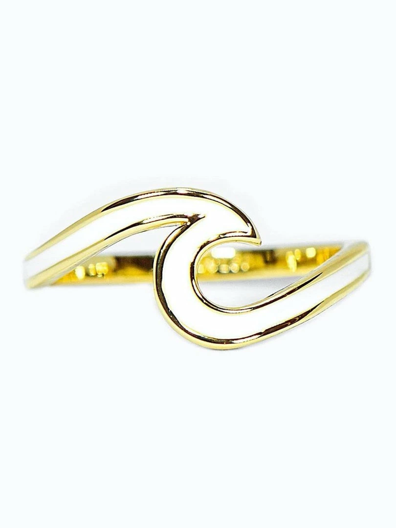Rings Pura Vida Enameled Wave Ring White/Gold 2 Rings Pura Vida Enameled Wave Ring White/Gold