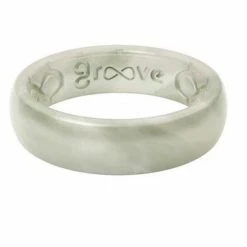 Rings Groove Women's Thin Pearl Metallic Silicone Ring