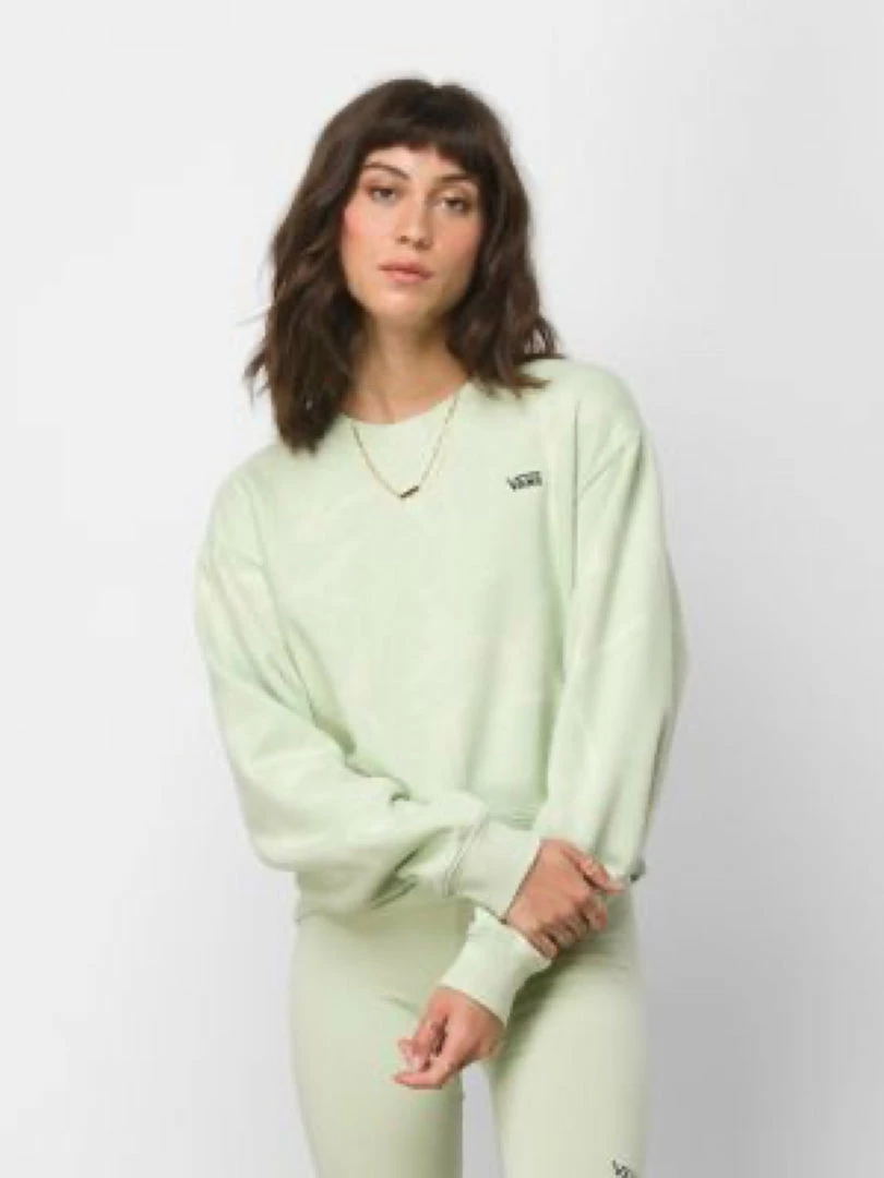WOMEN Vans Water Wash Cropped Pullover Crew Fleece (Celadon Green) 1 WOMEN Vans Water Wash Cropped Pullover Crew Fleece (Celadon Green)