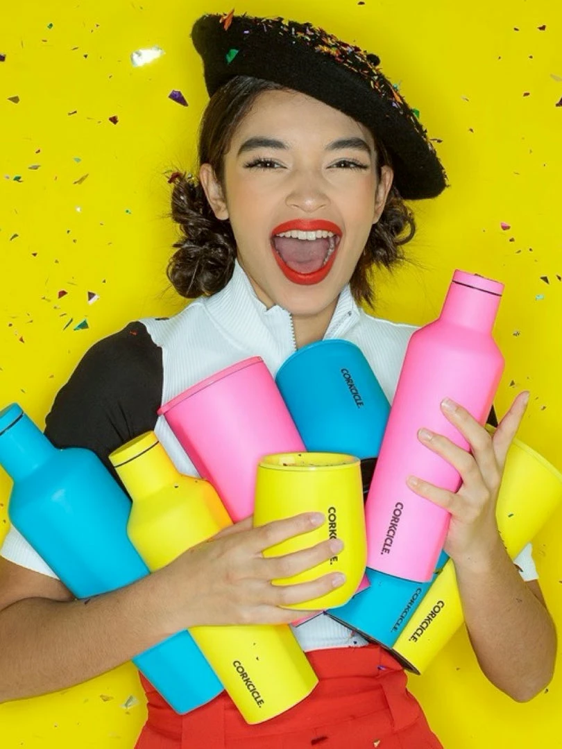 Corkcicle 16oz Canteen Neon Lights -Neon Blue 2 Corkcicle 16oz Canteen Neon Lights -Neon Blue