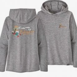 Patagonia Women's Capilene® Cool Daily Graphic Hoody -Palm Protest: Feather Grey 5 Patagonia Women's Capilene® Cool Daily Graphic Hoody -Palm Protest: Feather Grey