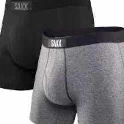 Saxx Ultra Boxer Brief Fly 2pk- Black/Grey Base Layers & Underwear