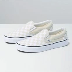 Vans Classic Slip On Checkerboard Turtle Dove/True White Casual Shoes
