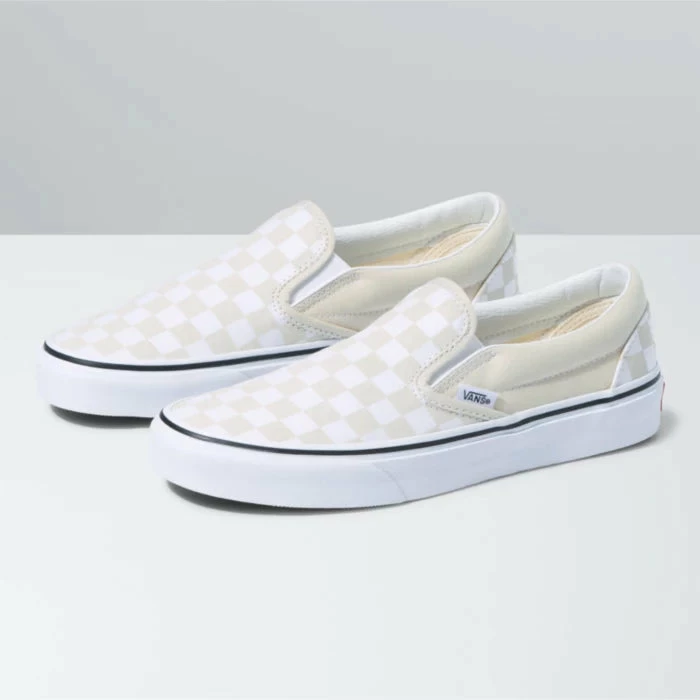 Vans Classic Slip On Checkerboard Turtle Dove/True White Casual Shoes 1 Vans Classic Slip On Checkerboard Turtle Dove/True White Casual Shoes
