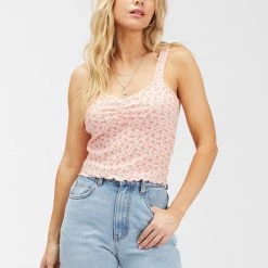 WOMEN Billabong Searching For Sun Knit Tank Top -MELON (mel)