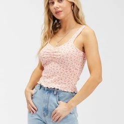 WOMEN Billabong Searching For Sun Knit Tank Top -MELON (mel)