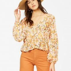 Billabong Catching Feelings V-Neck Long Sleeve Top