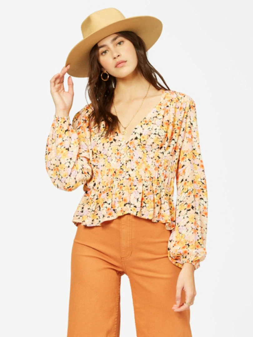 Billabong Catching Feelings V-Neck Long Sleeve Top 1 Billabong Catching Feelings V-Neck Long Sleeve Top