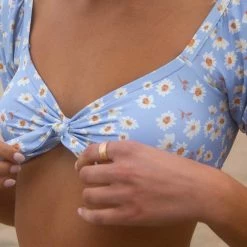 Billabong Dont Be Blue Puff Sleeve Crop Bikini Top