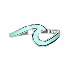 Rings Pura Vida Enameled Wave Ring Teal/Silver