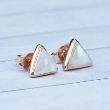 Pura Vida Gemstone Triangle Stud Earring RGOL