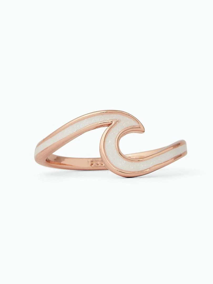 Pura Vida Enameled Wave Ring Rose/White Rings 1 Pura Vida Enameled Wave Ring Rose/White Rings