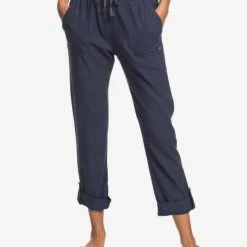 WOMEN Roxy On The Seashore Linen Cargo Pants Modo Indigo