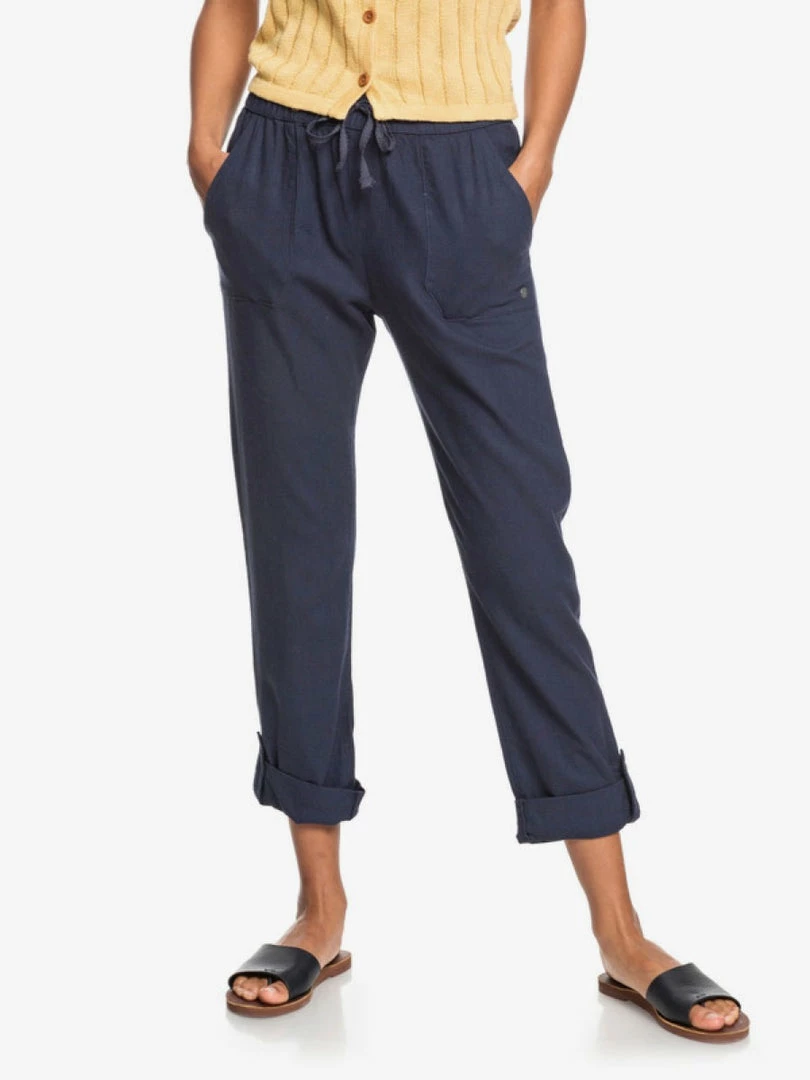 WOMEN Roxy On The Seashore Linen Cargo Pants Modo Indigo 1 WOMEN Roxy On The Seashore Linen Cargo Pants Modo Indigo