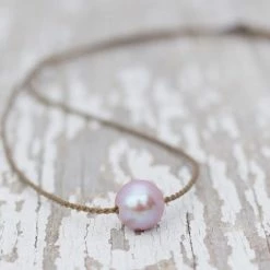 Leaf In Creek Necklaces Tula Blue Classic Single Necklace Blush Pearl