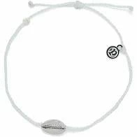 Pura Vida Cowrie Cord Anklet Silver WHIT