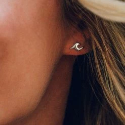 Pura Vida Wave Stud Earrings Silver