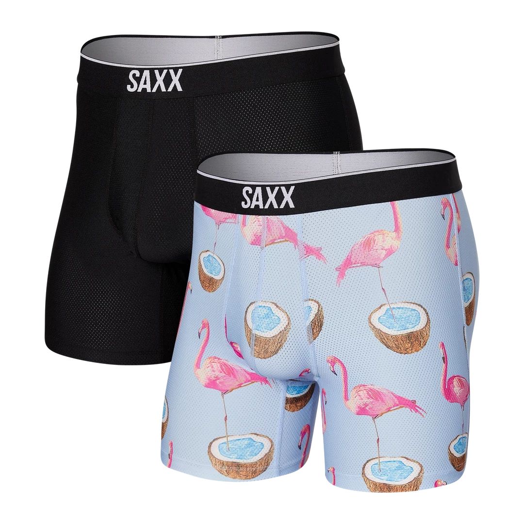 Saxx Volt 2 Pack Boxer Brief / Flamingo Dream/Black Base Layers & Underwear 1 Saxx Volt 2 Pack Boxer Brief / Flamingo Dream/Black Base Layers & Underwear